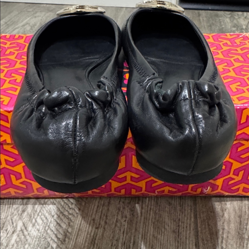 Tory Burch Leather Reva Ballet Flats with Gold Accent - Picture 6 of 10